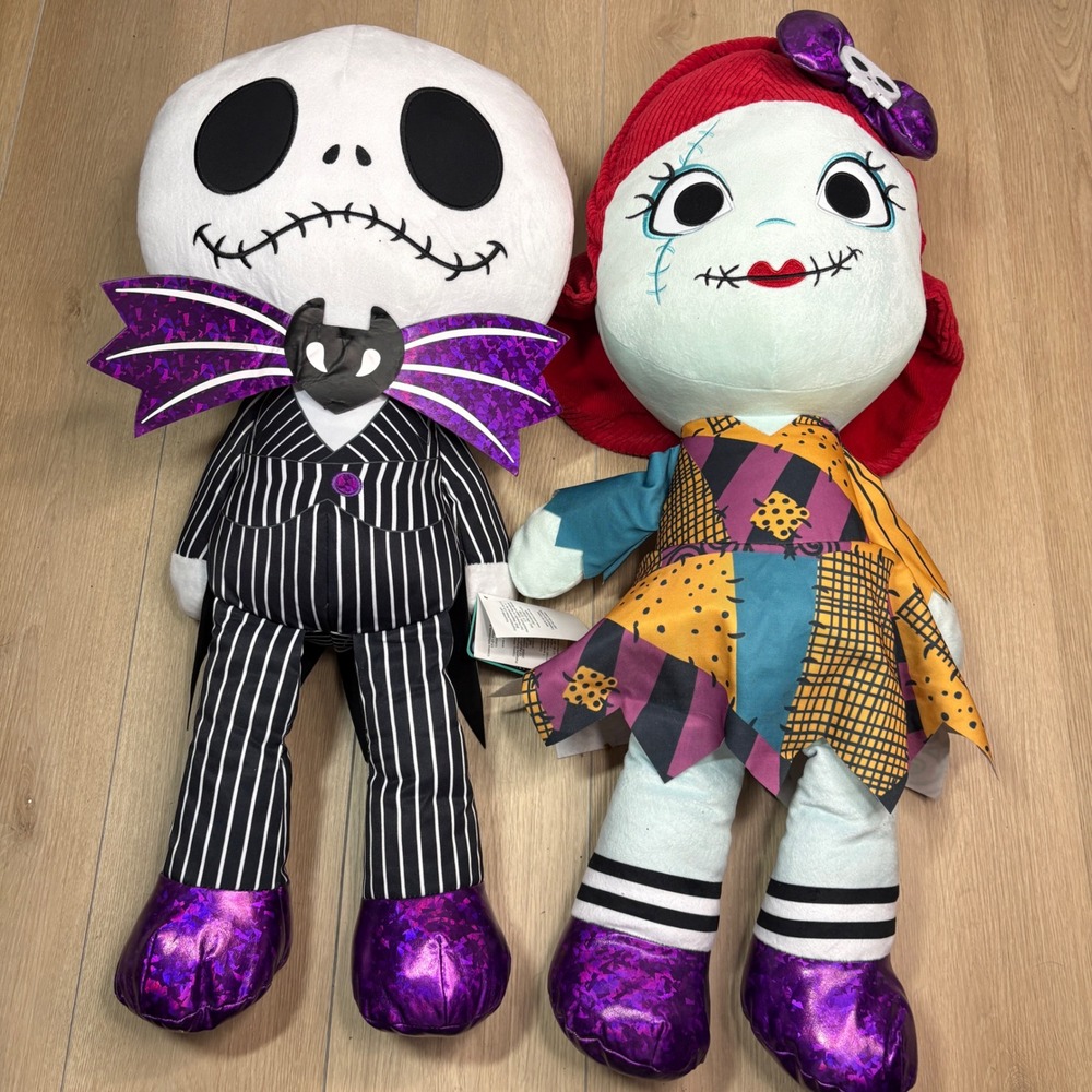Disney Nightmare Before Christmas Jack Skellington Sally Plush Set Large 32" NEW